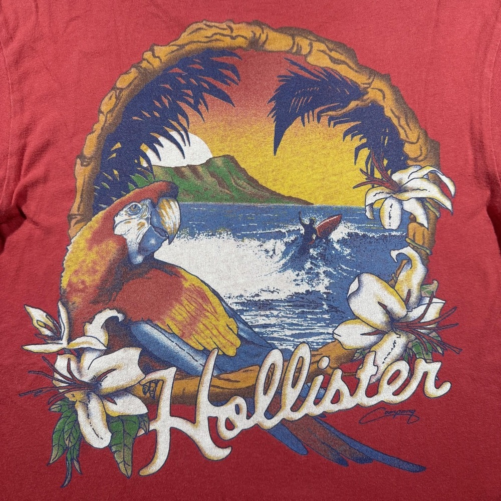 Vintage Hollister Shirt Mens Large Red Hawaii Parrot Surf 90s Single Stitch